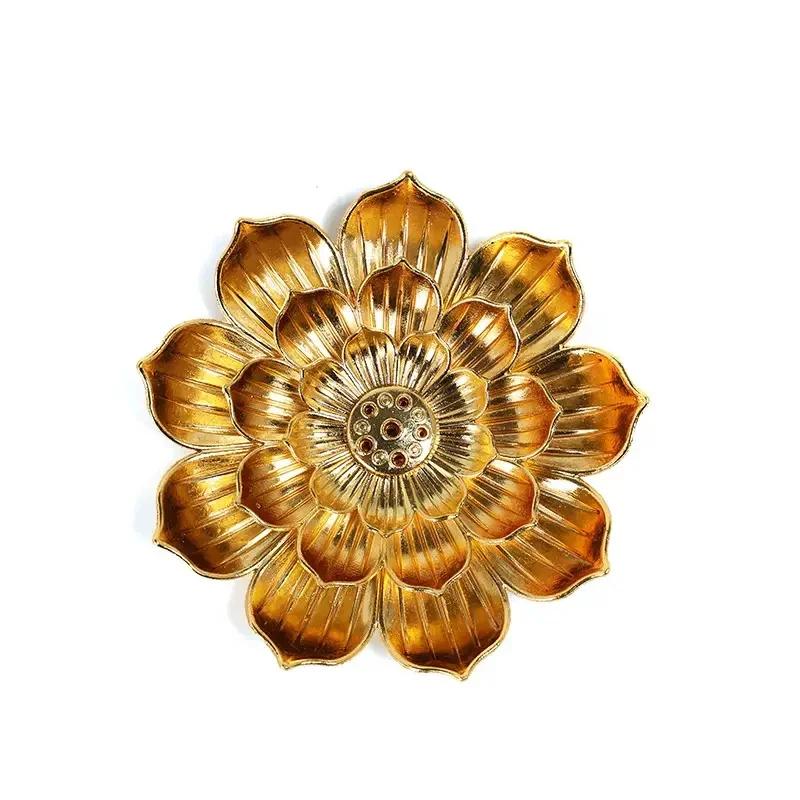 1 шт., вставка для благовоний в виде цветка золотого лотоса, сиденье для благовоний, столик для благовоний, бытовая линия, курильница для благовоний, печь для благовоний (Без благовоний)