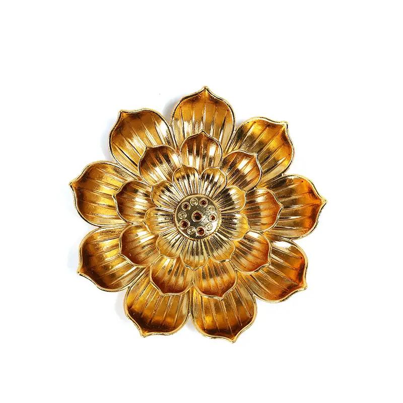 1 шт., вставка для благовоний в виде цветка золотого лотоса, сиденье для благовоний, столик для благовоний, бытовая линия, курильница для благовоний, печь для благовоний (Без благовоний)